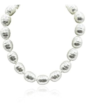 Michael Nash Jewelry Neutrals Marion Glass Baroque Pearl 20Mm Necklace - Metallic