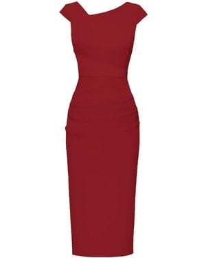 ALINA CERNĂTESCU Akaani Bodycon Midi Office Dress With Draped Detailing - Red