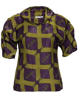 Bianca Popp Puff Blouse With Collar - Green