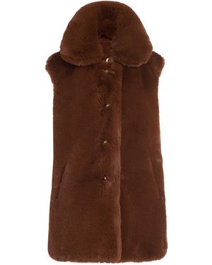 N'Onat Rex Faux Fur Vest With Buttons - Brown