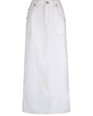 Say the Label Wave Denim Skirt - White