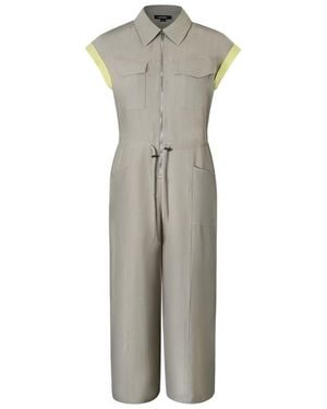 Smart and Joy Sleeveless Shirt Collar Jumpsuit With Belt - Grey