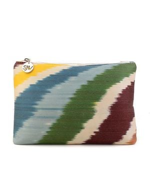 SJW BAGS LONDON Aquila Ikat Clutch Bag - Green