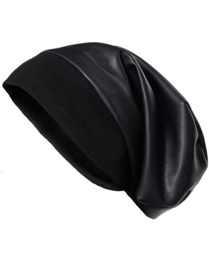 Metamorph Eco-Leather Slouchy Beanie - Black