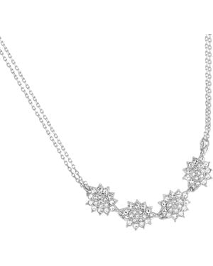 Grosse Platinum & Crystal Flower Statement Necklace, Series Gleam - Metallic