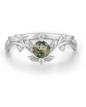 Azura Jewelry New York Willow Moss Agate Ring Solid - White