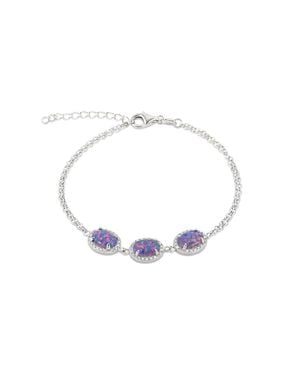 Spero London Sterling Halo Opal Bracelet - Blue