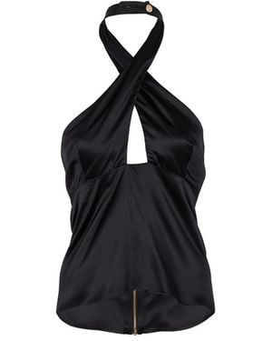Zetaye Avery Silk Halter Top - Black