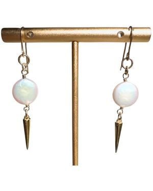 Rachel Nathan Classic Hook & Pearl Coin Earrings - White