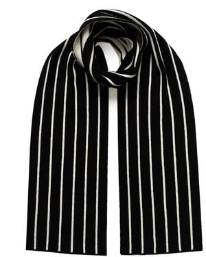 INGMARSON Thin Stripe Wool & Cashmere Scarf - Black
