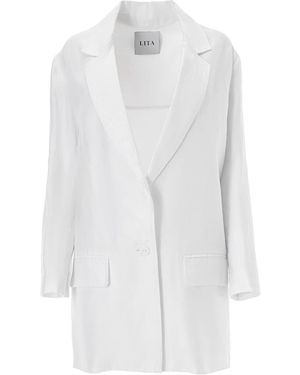 Lita Couture Oversized Suit Blazer - White