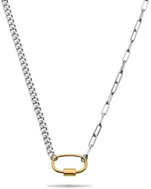 Bermuda Watch Company Annie Apple Esti Carabiner Sterling And Vermeil Chain Charm Necklace - Metallic