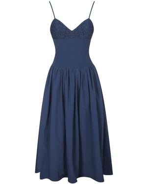 Miss Circle New York Ailani Taffeta Smocked Midi Dress - Blue