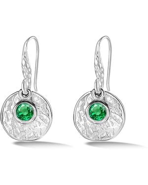 Dower & Hall Hammered Disc & Garnet Array Drop Earrings - Green