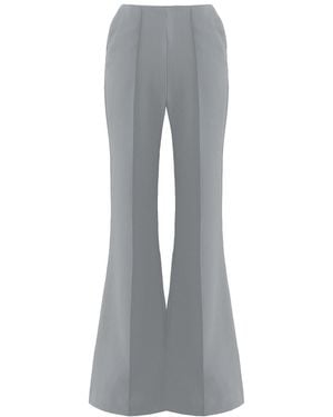 Solgo Atelier Jessica Fit And Flare Crepe Pant With Pintuck Detail - Gray