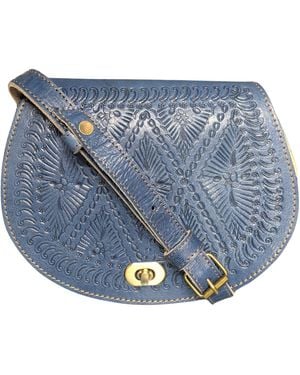 Berber Leather The Temara Embossed Saddle Bag - Grey