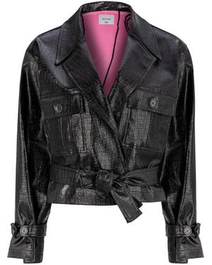 NAZLI CEREN Callie Croc-Effect Jacket - Black