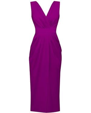 ALINA CERNĂTESCU Alaya Midi Cocktail Drapped Dress - Purple