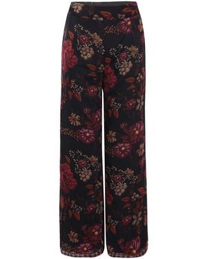 Raishma Floral Print Lightweight Polyester Trousers - Black