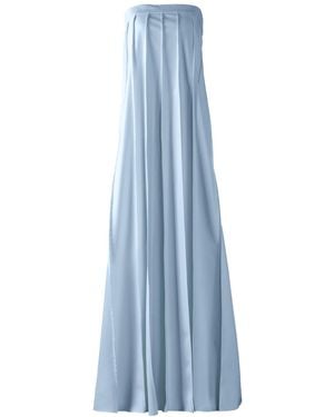 Kargede Pleated Leather Maxi Dress – Strapless Designer Evening Gown - Blue