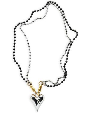 Kirei Chrome Heart Necklace – Stainless Steel With Mixed Finishes - Metallic