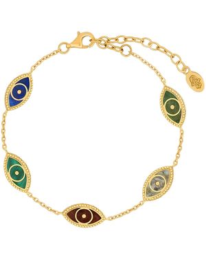 Karma and Luck Constant Guardian Evil Eye Multi-Stone Bracelet - Metallic