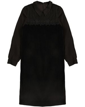 Rave on Trend Velvet Collar Dress - Black