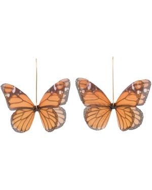 Oana Savu Silk Butterfly Wire Dangle Earrings Fairy Wings - Brown