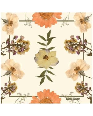 Baines London Radiant Cream Peach Warmth Pure Silk Floral Scarf - Metallic