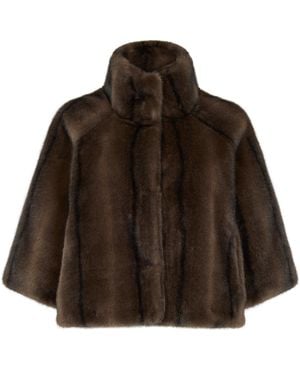 ISSY LONDON Trinny Cropped Faux Fur Jacket - Brown