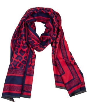 Saachi Reversible Leopard Pattern Scarf - Purple