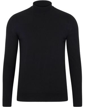 Paul James Knitwear Superfine Riccardo Merino Silk Mock Turtle Neck Jumper - Black