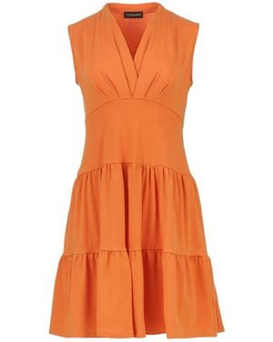 Conquista Dark Jersey Dress – Above Knee, Relaxed Fit, Cotton Blend - Orange