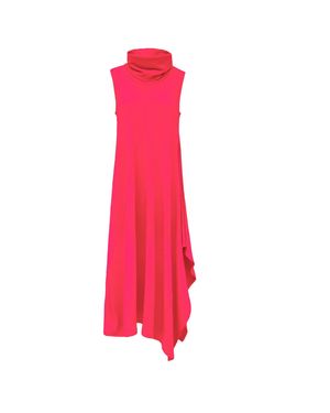 Julia Allert Asymmetrical Sleeveless Long Dress Neon - Red