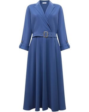James Lakeland Belted Denim Suit Midi Dress - Blue