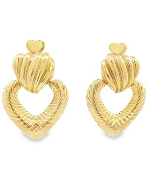 SHYMI Textured Heart Drop Gold-Filled Earrings - Metallic