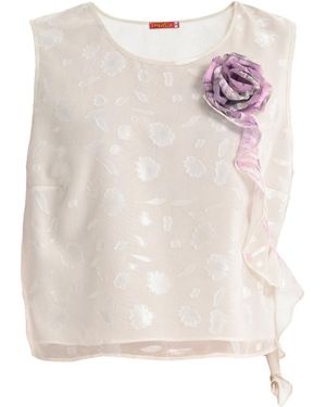 Lalipop Design Cropped Jacquard Top With Voile Lining - Pink