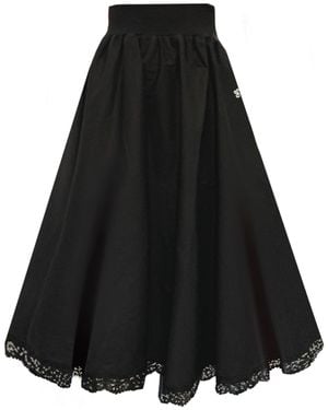 Frock Tales Manhattan Midaxi Skirt With Lace Hem - Black