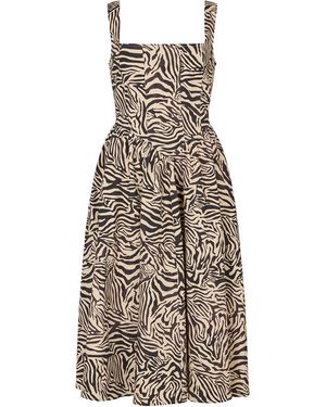 Lily and Lionel Neutrals Hayley Corset Inspired Zebra Print Midi Dress - Natural