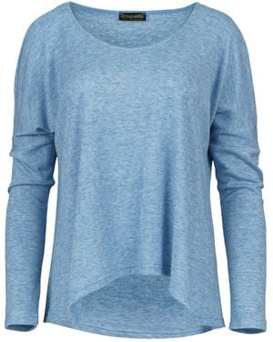 Conquista Light Melange Knit Handkerchief Hem Top - Blue