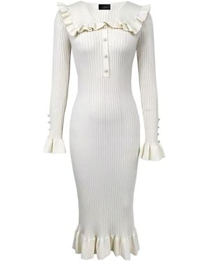 Chanel Joan Elkayam Ruffled Detailed Knitted Dress Off - White
