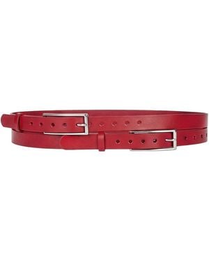 Haute Cuir Double Buckle Belt - Red