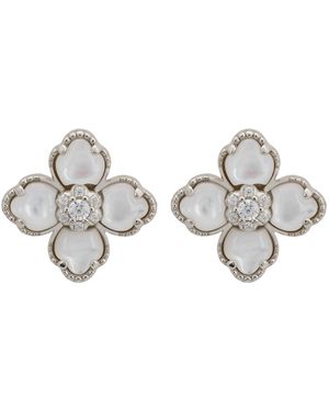 LÁTELITA London Flower Clover Mother Of Pearl Stud Earrings - Metallic