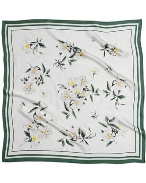 RainSisters Medium Floral Natural Silk Scarf - Metallic