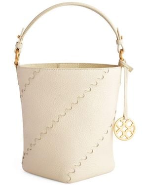 Orange Cube Mosaic Slouch Bucket Bag - White