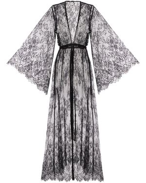 KÂfemme Sexy Lingerie Peignoir Lace Kimono Robe - Grey