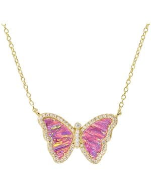KAMARIA Opal Butterfly Necklace With Stripes - Pink
