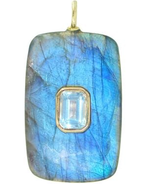 KAMARIA Labradorite Gemstone Pendant With Topaz - Blue