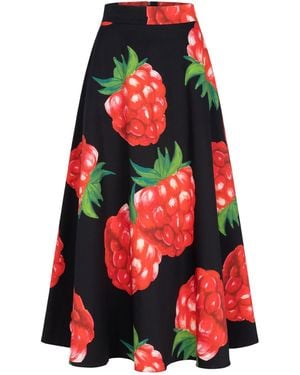 Marianna Déri Maxi Skirt With Raspberry Print - Red