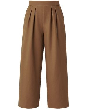 Maui X Lolita Bastien Tan Pleated Wide-Leg Trousers - Brown
